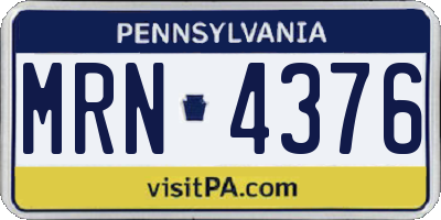 PA license plate MRN4376