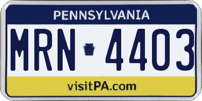 PA license plate MRN4403