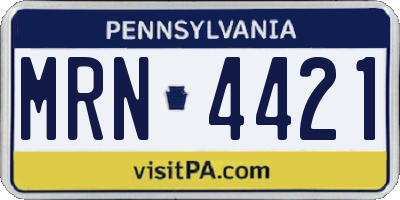 PA license plate MRN4421