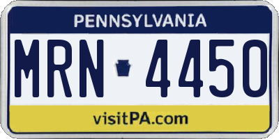 PA license plate MRN4450