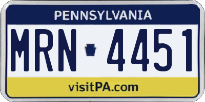PA license plate MRN4451