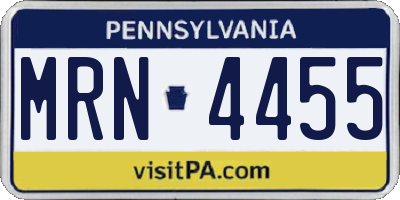 PA license plate MRN4455