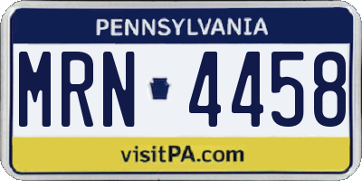PA license plate MRN4458