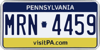 PA license plate MRN4459