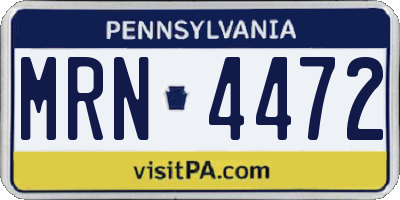 PA license plate MRN4472