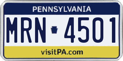 PA license plate MRN4501