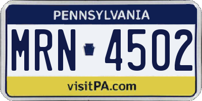PA license plate MRN4502