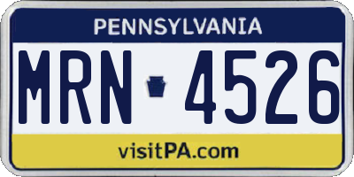 PA license plate MRN4526
