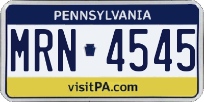 PA license plate MRN4545