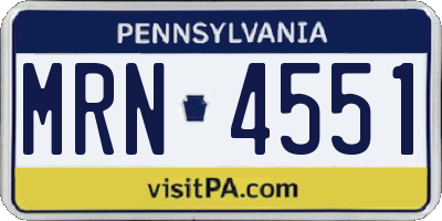 PA license plate MRN4551