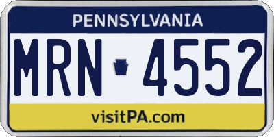 PA license plate MRN4552