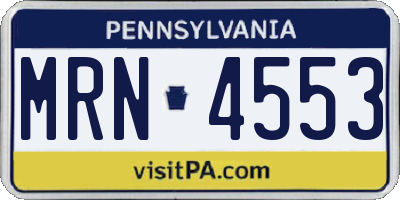 PA license plate MRN4553