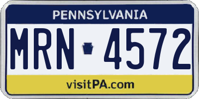 PA license plate MRN4572