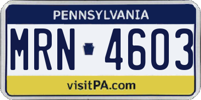 PA license plate MRN4603