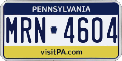 PA license plate MRN4604