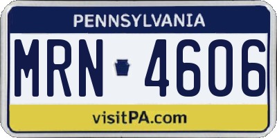 PA license plate MRN4606