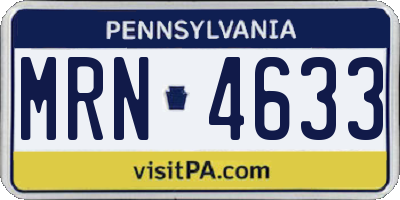 PA license plate MRN4633