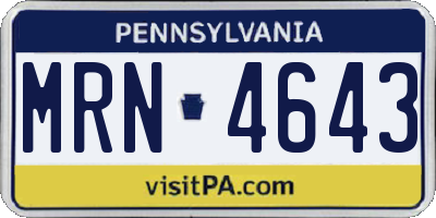 PA license plate MRN4643