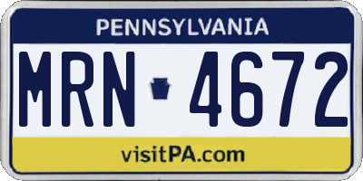 PA license plate MRN4672