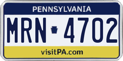 PA license plate MRN4702