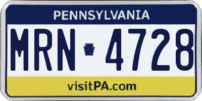 PA license plate MRN4728
