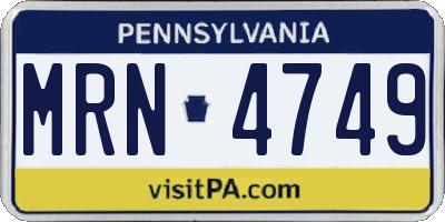 PA license plate MRN4749