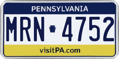 PA license plate MRN4752