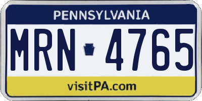 PA license plate MRN4765