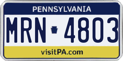 PA license plate MRN4803