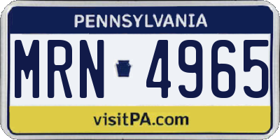PA license plate MRN4965