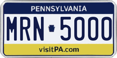 PA license plate MRN5000