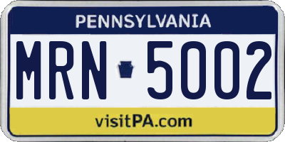 PA license plate MRN5002