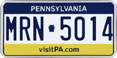 PA license plate MRN5014