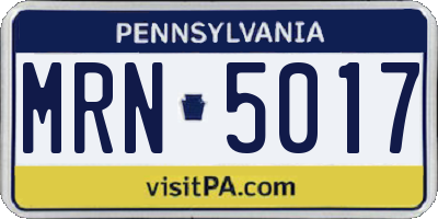 PA license plate MRN5017