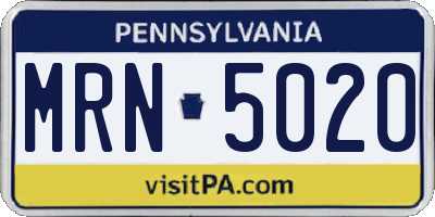 PA license plate MRN5020