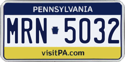 PA license plate MRN5032