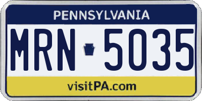 PA license plate MRN5035