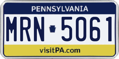 PA license plate MRN5061