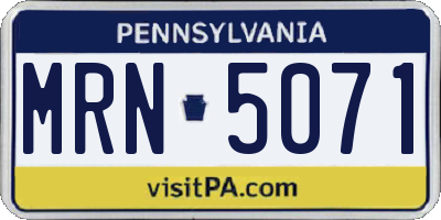 PA license plate MRN5071