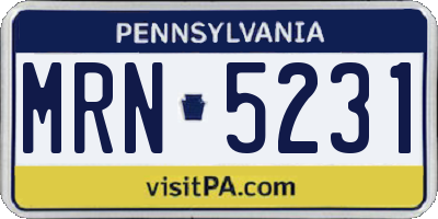 PA license plate MRN5231