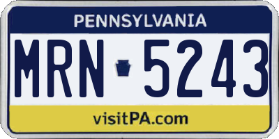 PA license plate MRN5243