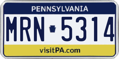 PA license plate MRN5314
