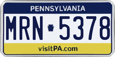 PA license plate MRN5378