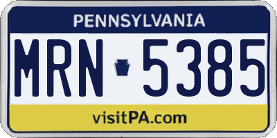 PA license plate MRN5385