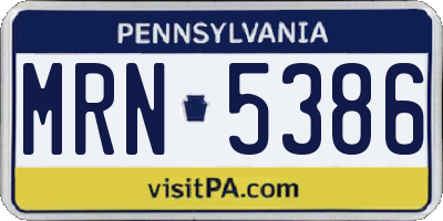 PA license plate MRN5386