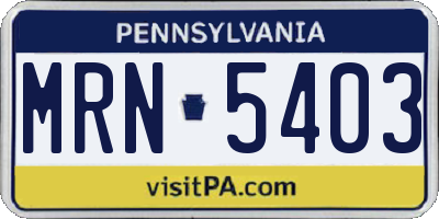 PA license plate MRN5403