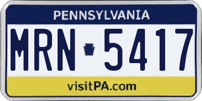 PA license plate MRN5417