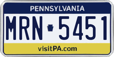 PA license plate MRN5451