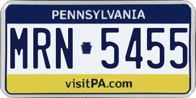 PA license plate MRN5455