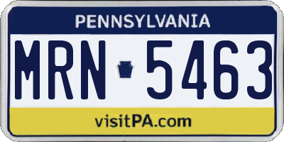 PA license plate MRN5463